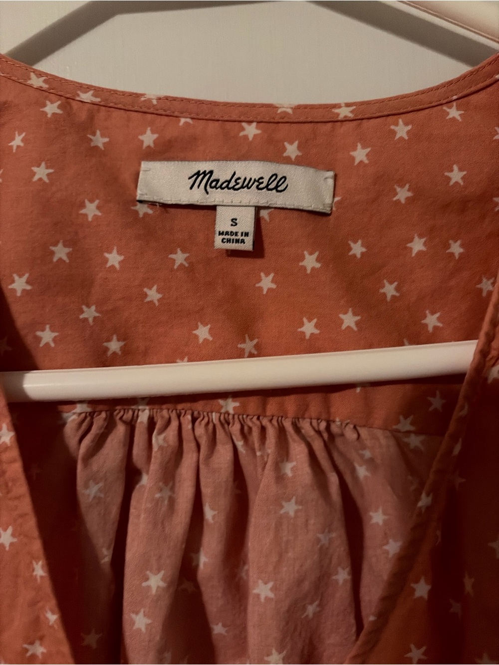 Madewell Rust-Orange Star Print Tie-Waist Blouse - Picture 2 of 5